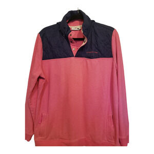 Vineyard Vines Shep Pink Quilted Snap Pullover Sweatshirt Hood Blue XL